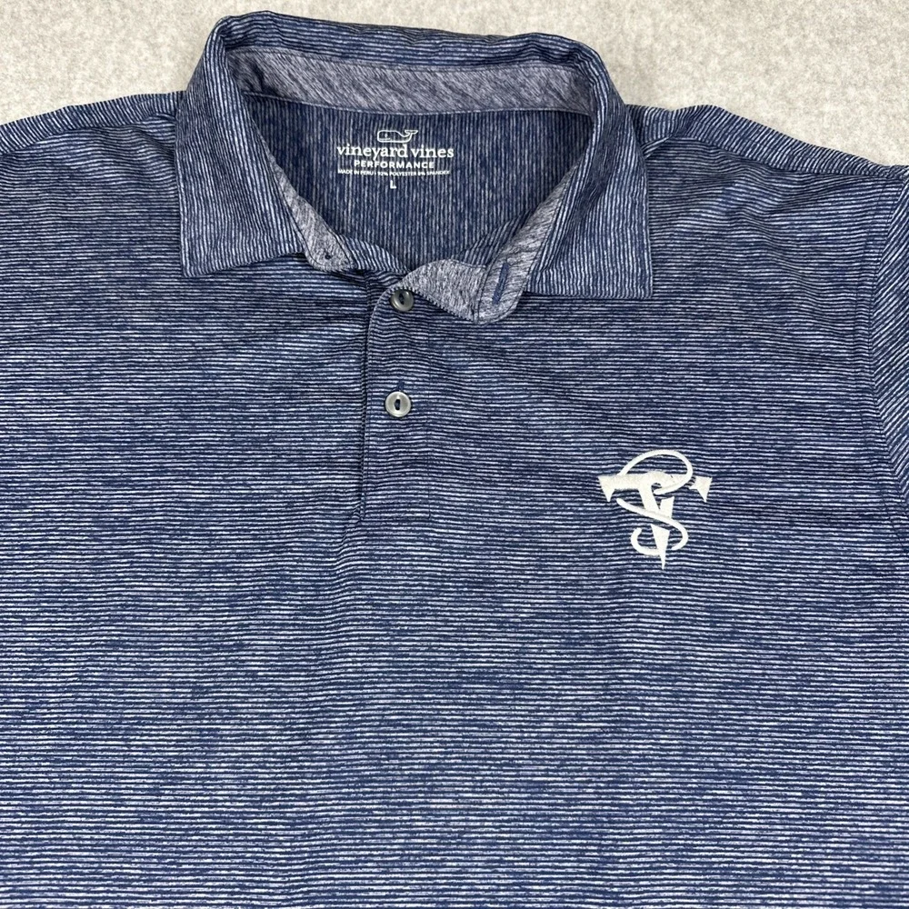 Vineyard Vines Men's‎ Performance Golf Fishing Polo Size Large Blue Striped